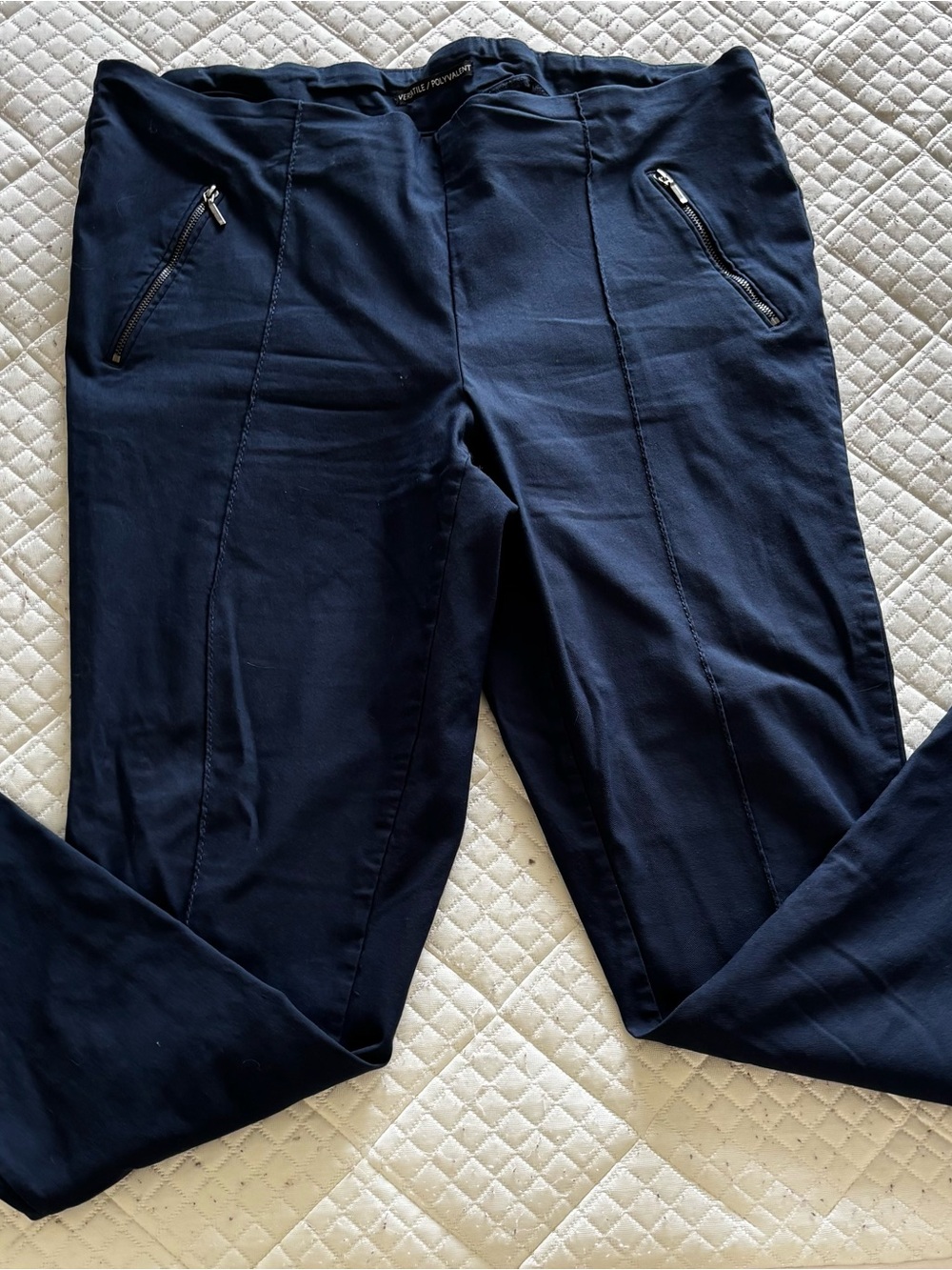 Michel Studio Navy Slim Stretch Pants with Zip Pockets